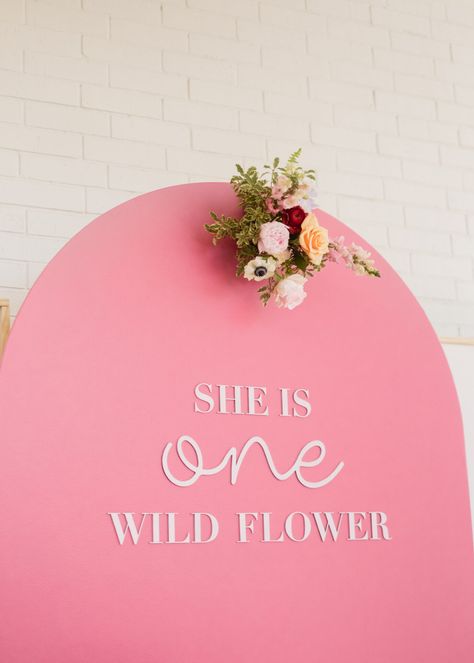 She Is One Wild Flower! Whimsical Floral First Birthday Party - Color & Chic She Is One Wildflower Birthday, Flowers First Birthday Party, One Wildflower Birthday Theme, One Wild Flower Birthday, Wild One Birthday Party Girls Diy Flower, Wildflower One Birthday Party Girls Diy, Whimsical First Birthday Girl, Born To Bloom First Birthday, Wild One Birthday Party Girls Flowers