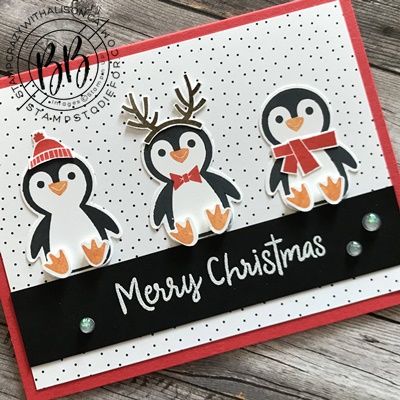 Penguin Place Christmas Cards, Christmas Cards With Penguins, Stampin Up Penguin Place Christmas Cards, Playful Penguins Stampin Up Cards, Stampin Up Penguin Cards, Stampin Up 2022 Christmas Cards, Penguin Christmas Cards Handmade, Penguin Cards Handmade, Penguin Place Stampin Up Cards