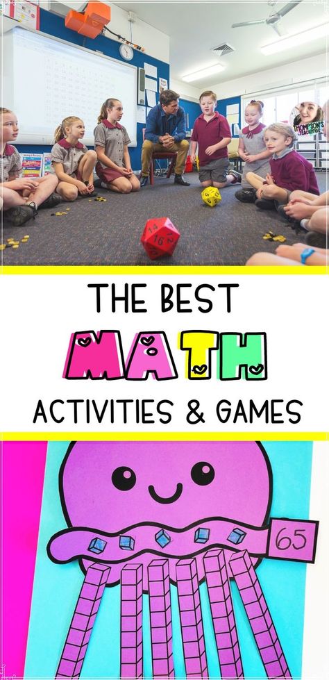 Are your first and second grade students bored of the same old math lessons? Liven up your elementary classroom with some math activities and games! From fun math-related crafts to engaging math games and activities, these ideas are sure to excite young minds and make math fun for all. These fun resources and ideas are a great resource to refer back to. Monster Math Activities, Activities For Elementary Kids, Second Grade Games, Games For Grade 1, Math Doodles, Make Math Fun, Educational Math Games, Math Review Game, Subtraction Activities