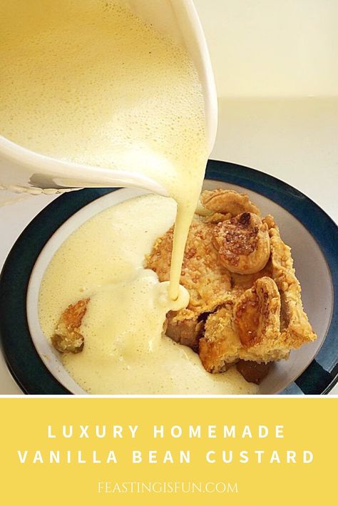 FF Luxury Homemade Vanilla Bean Custard Hot Custard Recipe, Stove Top Custard Recipe, Elevated Desserts, Easy Vanilla Custard, Bread Pudding With Rum Sauce, Bread Pudding With Bourbon Sauce, Bread Pudding With Caramel Sauce, Caramel Custard Recipe, Creme Anglaise Recipe