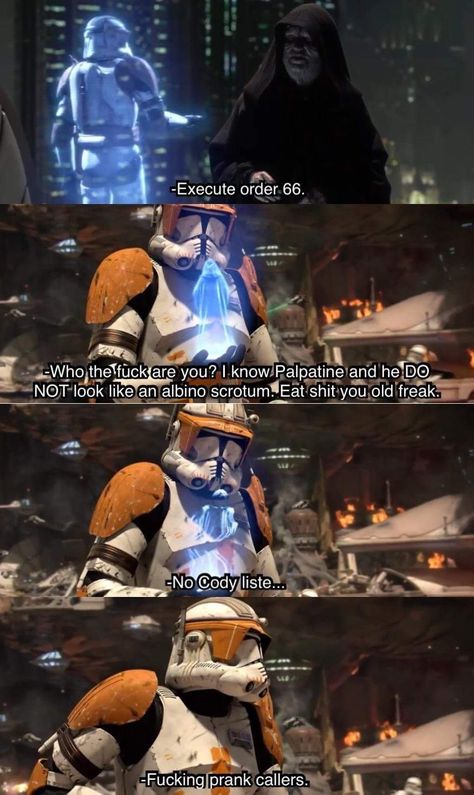 I wished this happened Stormtrooper Cosplay, Star Wars Trivia, Star Wars Clones, Star Wars Outfit, Starwars Jedi, Star Wars Meme, Order 66, Funny Star Wars Memes, Prequel Memes