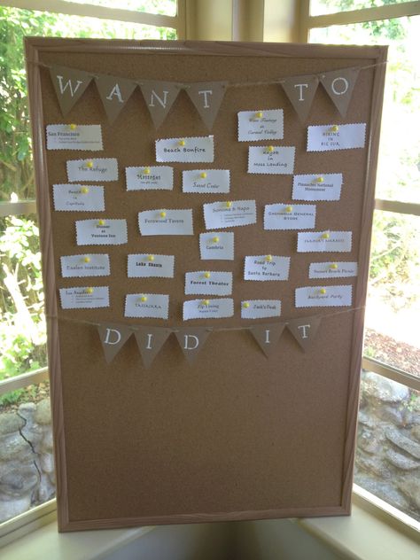 A Silly Whim: Bucket List Board Bucket List Board Ideas, Bucket List Wall Display, Bucket List Board Diy, Bucket List Board, Bucket List Craft, Den Room, Summer Routine, Mops Crafts, Christmas Bucket List