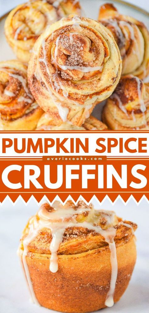 Air Fryer Cruffins, Apple Cruffins, Cruffin Flavors, Cruffin Recipe, Moist Pumpkin Bread, Averie Cooks, Pumpkin Chocolate Chip Bread, Pumpkin Recipe, Fall Desserts Easy