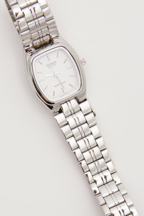 Casio LTP1169D-7A Ladies Analogue Watch Silver - Womens - Accessories - Watches Silver Vintage Watch, Womens Watches Silver, Vintage Watch Women, Casio Watch Women, Masculine Jewelry, Silver Watches, Pretty Watches, Casio Vintage, Silver Watches Women