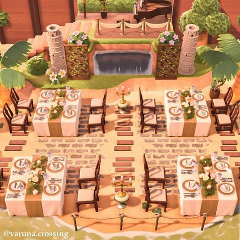 Animal Crossing Cafe, Acnh Tropical, Acnh Beach, Acnh Design Ideas, Animal Crossing Island Inspo, Ac Ideas, Animal Crossing Guide, Acnh Inspiration, Acnh Island Ideas