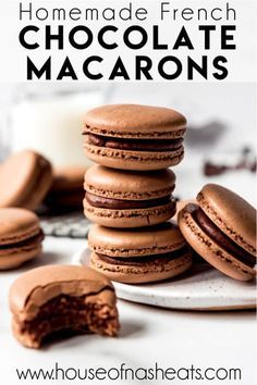 Chocolate Macaroons Recipe, Chocolate Macarons Recipe, Chocolate Macaron Recipe, Easy Macaroons Recipe, French Macaroon Recipes, Macarons Recipe, Chocolate Macarons, Classic French Desserts, Chocolate Macaroons