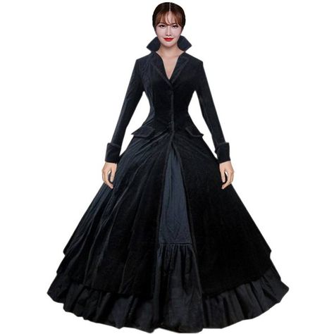 Partiss Womens Black Velvet Vintage Winter Outfit Victorian Dress ($90) ❤ liked on Polyvore featuring dresses, vintage velvet dress, velvet cocktail dress, vintage dresses, victorian dresses and velvet dress Vintage Winter Outfit, Vintage Winter Outfits, Vintage Cocktail Dresses, Dress Coat Outfit, Gothic Victorian Dresses, Dress Medieval, Vintage Dresses Online, Theatre Performance, Vintage Velvet Dress