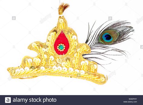 Download this stock image: Picture of Krishna crown. Isolated on white background. - WAEPHY from Alamy's library of millions of high resolution stock photos, illustrations and vectors. Krishna Editing Background, Krishna Mukut Png, Krishna Photo Editing, Krishna Crown, Krishna Mukut, Lady Police, Ganpati Art, Red Colour Wallpaper, Baby Fashion Girl Newborn