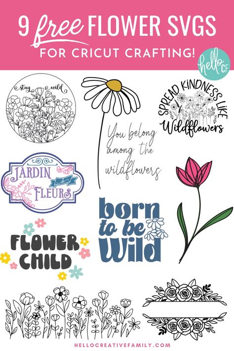 Doodle Plants, Flower Svg Files, Free Svgs, Diy Shirts, Cricut Projects Beginner, Cricut Craft, Cricut Joy, Cricut Free, Home Decor Projects