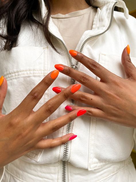 Block Colour Nails, Sunset Colour Palette, Sunset Color Palette, Block Colour, Sunset Colors, Summer Colors, Colour Palette, Nail Colors, Color Blocking