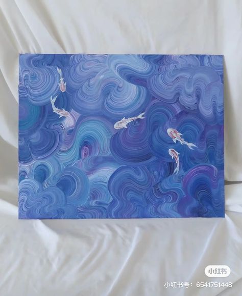 Blue Paint Ideas, Diy Painting Canvas, Purple Paintings, Swirl Painting, Acrylic Painting Ideas For Beginners, Easy Acrylic Painting Ideas, Acrylic Painting Ideas, Easy Acrylic Painting, Painting Ideas For Beginners