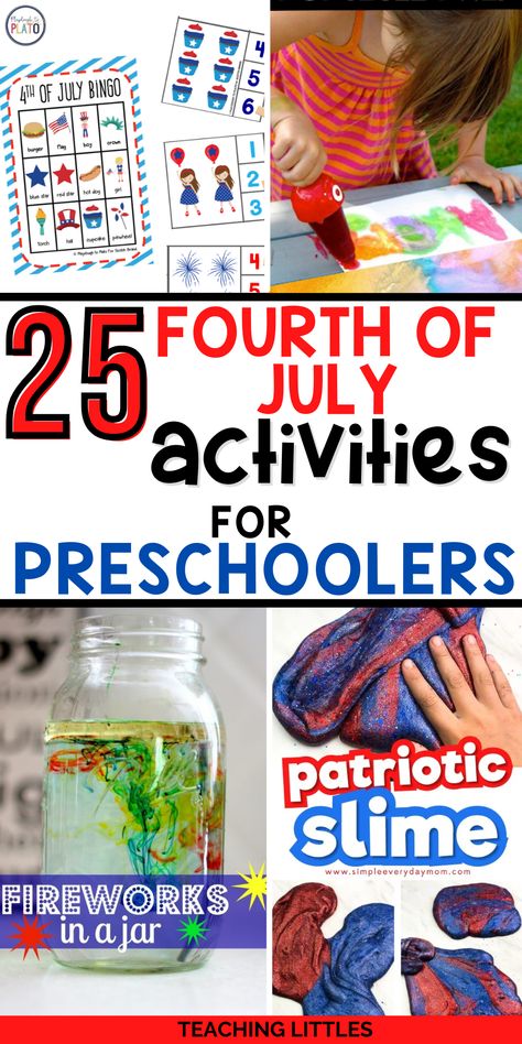 4th Of July Lesson Plan For Toddlers, 4 Of July Activities For Preschool, Easy 4th Of July Activities For Kids, July 4 Preschool Activities, Indoor Fourth Of July Activities, Fun Fourth Of July Activities For Kids, Fourth Of July Prek Activities, 4th Of July Theme Preschool Activities, Pre K Fourth Of July Activities