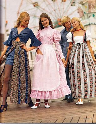 Prarie Dresses, Prairie Fashion, 70s Prairie Dress, 70s Prairie, Folklore Fashion, Prairie Dresses, Vintage Prairie Dress, 1970's Fashion, Seventies Fashion