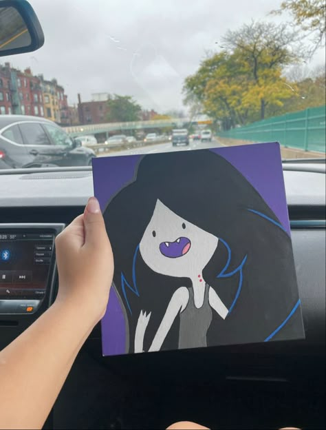 Adventure Time Acrylic Painting, Marceline Painting, Cartoon Network Paintings, Marceline Drawing, Adventure Time Painting, Adventure Time Drawings, Diy Abstract Canvas Art, Hippie Painting, Painting Canvases