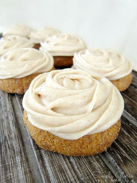 Pumpkin Snickerdoodles with Cream Cheese Cinnamon Icing Snickerdoodles With Cream Cheese, Pumpkin Snickerdoodle Cookies, Pumpkin Snickerdoodles, Cinnamon Icing, Cinnamon Cream Cheese, Snickerdoodle Cookies, Slow Cooker Desserts, Crinkle Cookies, Cream Cheese Icing