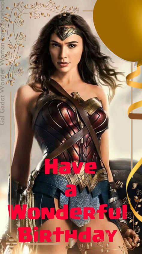 Happy birthday Wonder woman Happy Birthday Wonder Woman, Happy Birthday Pinup, Wonder Woman Happy Birthday, Wonder Woman Birthday, Wonder Woman Art, Beautiful Birthday Cards, Happy Birthday Pictures, Birthday Meme, Gal Gadot