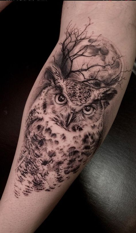 Half Sleeve Owl Tattoos For Women, Tattoo Owl Men, Owl Thigh Tattoo Women, Owl Sleeve Tattoo Women, Realistic Owl Tattoo For Women, Owl Flower Tattoo, Epic Tattoo Ideas, Great Horned Owl Tattoo, Owl Tattoos For Men