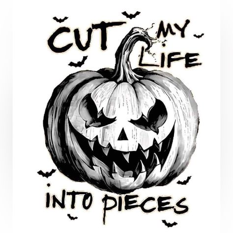 Nwt Cut My Life Into Pieces Halloween Graphic Tee Black& White Halloween Svg Shirts, Graphic Tshirt Design Prints, Chevy Stickers, Halloween Tee Shirts, Halloween Vinyl, Cut Life, T Shirt Pattern, Halloween Graphic Tees, Halloween Graphic