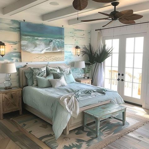 Beach Vibes Room Decor, Traditional Side Table, Farmhouse Bedside Lamps, Ocean Themed Room, Lamps For Bedrooms, Ocean Room Decor, All White Bedroom, Beach Room Decor, Folding Board