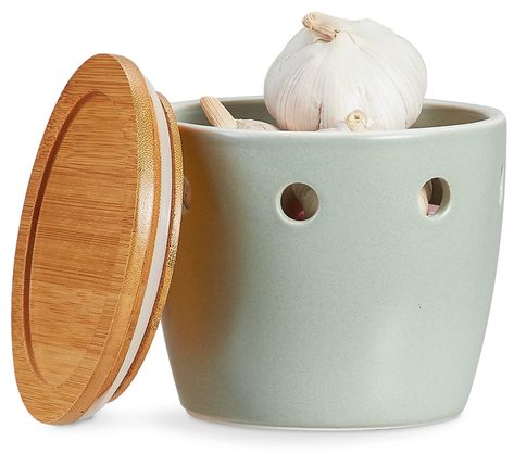 PRICES MAY VARY. 【Wide Opening Garlic Keeper】: Measures 5.12(Dia) x 4.25(H) inches, this large garlic storage container can hold 6 to 8 heads of regular size garlic. Wide opening for easier storing and taking. 【Solid Porcelain Material】: ONEMORE garlic holder made of premium porcelain, an all-natural glaze free of lead and cadmium, scratch and chip resistant. Durable and Sturdy enough for long-time use 【Nice Addition for Countertop】: The simple rustic farmhouse style garlic keeper goes well with Garlic Holder, Vermillion Color, Ginger Picture, Lid Ceramic, Garlic Tool, Garlic Keeper, Garlic Storage, Green Garlic, Berry Baskets