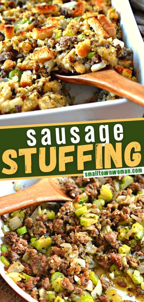 Sausage Stuffing Recipe Thanksgiving, Make Ahead Stuffing, Stuffing Sausage, Thanksgiving Vegetable, Homemade Stuffing Recipes, Classic Stuffing Recipe, Stuffing Thanksgiving, Turkey Stuffing Recipes, Sausage Stuffing Recipe