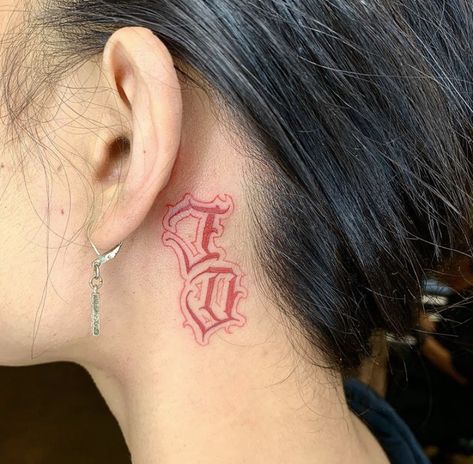 Red Ear Tattoo, 13 Tattoo, Tattoo Behind Ear, 13 Tattoos, Type Tattoo, Forarm Tattoos, Neck Tattoo For Guys, E Tattoo, Badass Tattoos