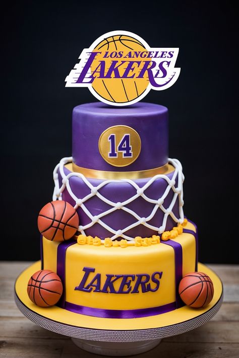 Perfect Slam Dunk: Lakers Birthday Cake Ideas for Him Lakers Cake Ideas, Basketball Desserts, Lakers Birthday Cake, Nba Cake, Lakers Birthday Party, Basketball Birthday Cake, Basketball Cake, Ball Cake, Basketball Birthday