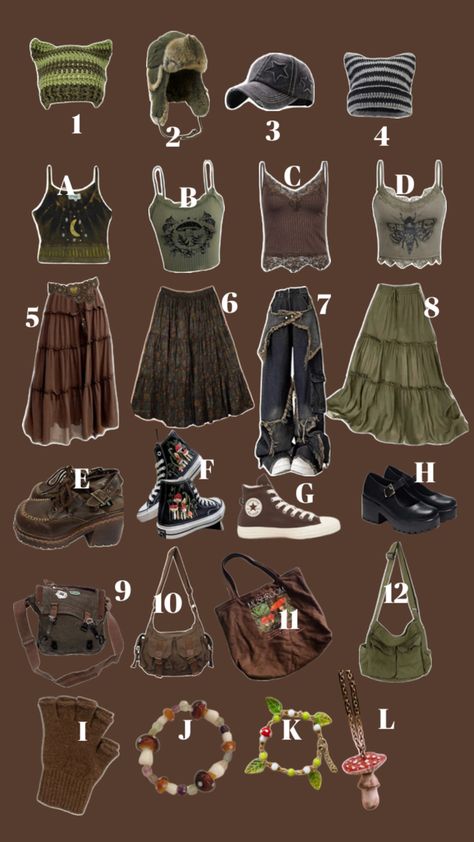 #goblincore #goblin #gremlincore #gremlin #forestcore #forest #core #makeafit #leaf #accesory #cute #outfit #slay Goblin Core Aesthetic Outfits, Goblin Core Outfit, Goblincore Outfits, Goblincore Fashion, Fairy Grunge Outfit, Forest Core, Slay Outfits, Earthy Outfits, Mein Style