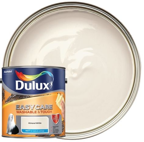 Dulux Easycare Washable & Tough Matt Emulsion Paint - Almond White - 2.5L | Wickes.co.uk Dulux Paint Colours Neutral, Dulux Nutmeg White, Dulux Kitchen Paint, Colours That Go With Grey, Spray Paint Crafts, Dulux Paint Colours, Bedroom Colours, Cream Bedrooms, Country Bedroom Decor