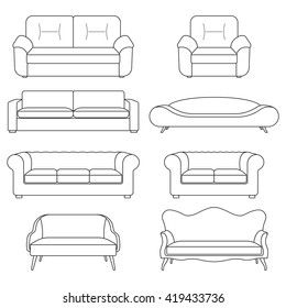 Sofa Drawing, Furniture Design Sketches, Retro Sofa, Fabric Display, Modern Couch, Vintage Sofa, Drawing Set, Couch Furniture, Design Styles