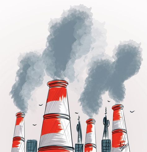 Polluted Air Drawing, Air Pullotion Drawings, Air Pollution Art Drawings, Air Pollution Poster Drawing, Air Pollution Pictures, Air Pollution Poster Project, Environmental Pollution Drawing, Pollution Aesthetic, Air Pollution Illustration