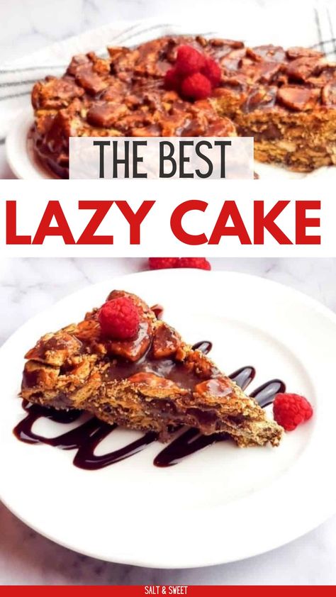 A lazy cake is a no bake chocolate biscuit cake that requires minimal effort to prepare, which is where the “lazy” name came from. Lazy Desserts, Desserts 3 Ingredients, Lazy Cake, Lebanese Desserts, Ramadan Desserts, Chocolate Biscuit Cake, Mothers Day Desserts, Spring Dishes, Sweet Kitchen