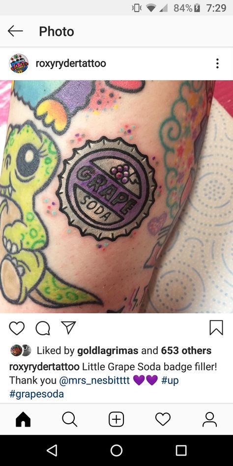 Disney Neo Traditional Tattoo, American Traditional Disney Tattoo, Traditional Disney Tattoo, Disney Traditional Tattoo, Disney Sleeve, Bottle Tattoo, Grape Soda, Neo Traditional, Girly Tattoos