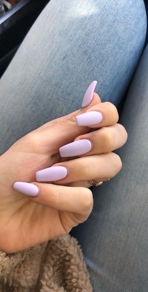 Matte Pink Nails, Soft Pink Nails, Summer Gel Nails, Purple Acrylic Nails, Nagellack Trends, Lavender Nails, Easy Nails, Short Coffin Nails, Basic Nails