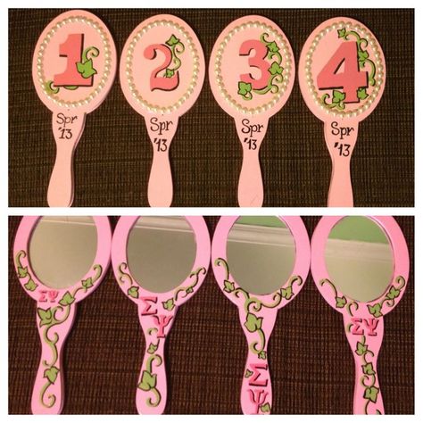 Aka Gifts Diy Alpha Kappa Alpha, Aka Gift Ideas, Aka Paddle Ideas, Aka Mirror, Alpha Kappa Alpha Crafts, Probate Gifts, Bridging Ceremony, Alpha Kappa Alpha Paraphernalia, Aka Sorority Gifts