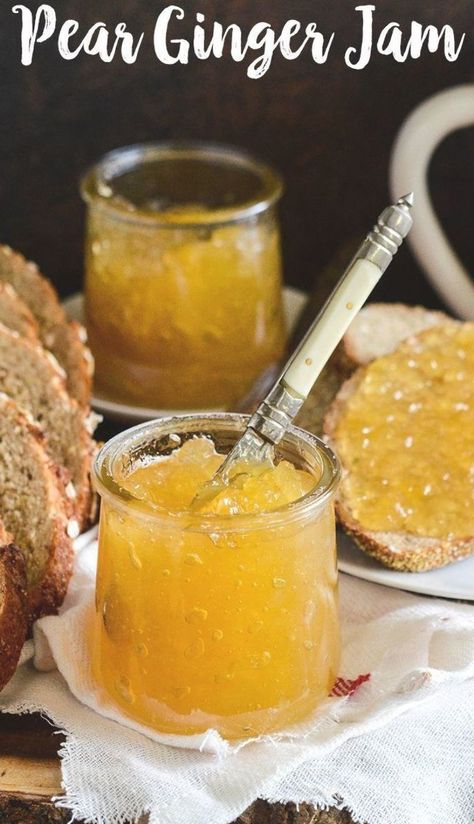 Ginger Jam Recipe, Brunch Toast, Ginger Jam, Pear Ginger, Pear Jam, Marmalade Recipe, Jam Recipes Homemade, Pizza Sauce Homemade, Pear Recipes