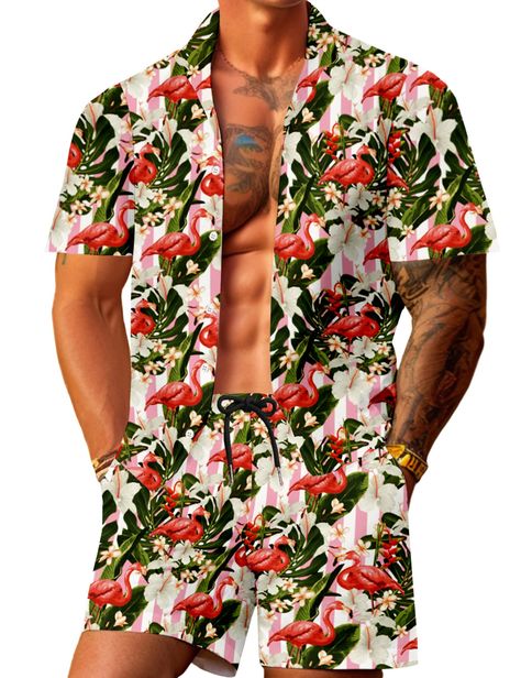 PRICES MAY VARY. Design: Men's luxury design button down dress shirt, short sleeve, gold trims button, luxury print, light fabric,classic fit. Shorts with drastring and Large capacity pockets. Clean cut and sewing for the perfect blend of casual and fashion. Premium Quality, exquisite craftsmanship, Great fabric for everyday outlook, Stylish designed and Produced by JoZorro Garment Care: This mens Hawaiian Shirt Set is not only comfortable, but it is also easy to wash and durable. The easy care instructions are as follows: Washing max 104F (40C), Low temperature ironing 230F (113C), Do not bleach. Hand-washed or MACHINE-WASHED and hung up to air dry. GUARANTEE from JoZorro: We know that one of the biggest drawbacks to buying clothes online is the fact that you can't try the product in pers