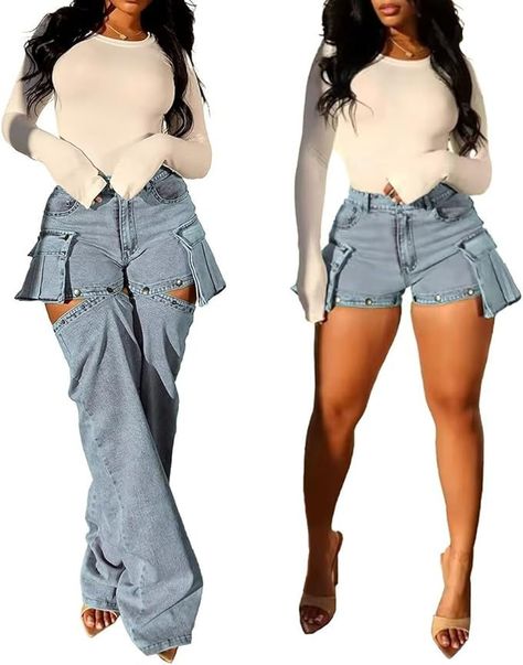 Ultimate Y2K Vibes: High-Waisted Baggy Cargo Jeans with Detachable Pockets....... #Outfit #Casual #Fashion #CargoPants #DenimJeans #BaggyStyle #HighWaisted #WideLeg #Y2KFashion #StretchJeans #CutoutDetails #DetachableTrousers #TrendyLooks #StreetStyle #FashionInspo #OOTD #affilatelink Detachable Jeans, Cargo Denim Pants, Baggy Cargo Jeans, Pants Baggy, Baggy Style, Y2k Vibes, Y2k Jeans, Cute Jeans, Women Cargos