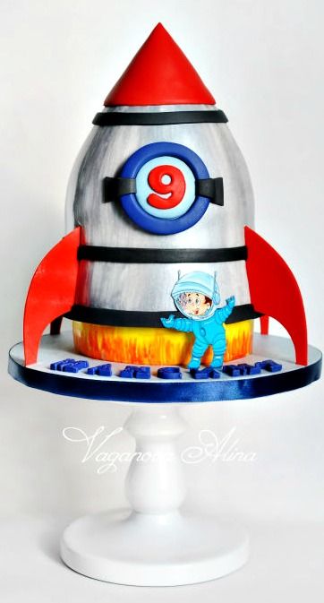 Space Rocket Cake Space Rocket Cake, Rocket Ship Cakes, Maya The Bee, Bee Cartoon, Rocket Cake, Rocket Party, Galaxy Cake, Astronaut Party, Astronaut Birthday