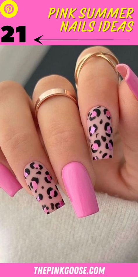 Pretty Nails Simple Classy Pink, Nails Acrylic Leopard, Pink Cheetah Nails, Pink Leopard Nails, Leopard Nail Designs, Cheetah Nail Designs, Cheetah Print Nails, Pink Summer Nails, Animal Print Nails Art