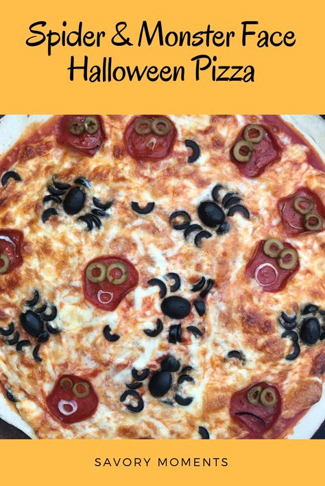 Spider & Monster Face Halloween Pizza Halloween Food Ideas For Kids, Food Ideas For Kids, Creepy Halloween Food, Halloween Pizza, Halloween Food Ideas, Recetas Halloween, Kids Halloween Food, Halloween Food Appetizers, Kitchen Shelving