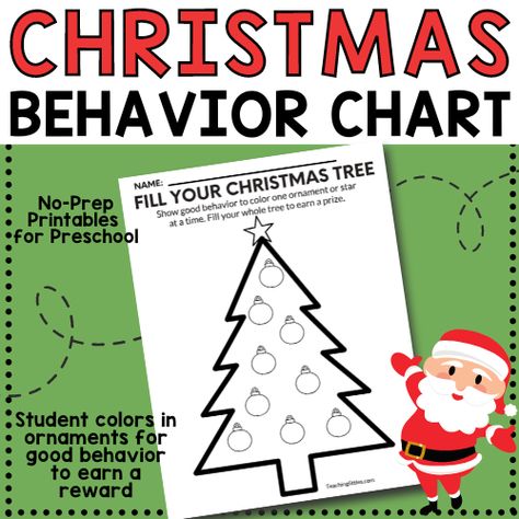 Christmas Tree Behavior Chart Free Printable - Teaching Littles Christmas Behavior Chart, Behavior Sticker Chart, Positive Behavior Chart, Behavior Tracker, Behavior Cards, Child Behavior Chart, Potty Chart, Gingerbread Activities, Fun Christmas Activities