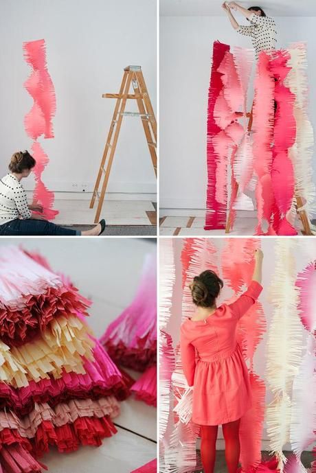 7 Amazing DIY Projects with Crepe Paper Baby Shower Photo Booth, Party Girlande, Fringe Backdrops, Eid Decoration, Clothing Art, Baby Shower Photos, Wedding Florals, Crepe Paper, Diy Party Decorations