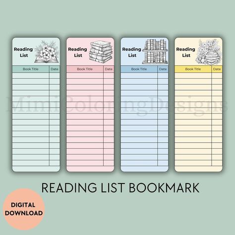 Keep track of your reading adventures with our printable reading list bookmark set! Perfect for every book lover 📚❤️⁣ .⁣ .⁣ .⁣ #readinglist #bookmark #booklover #printable #readinggoals #bookmarks #bookish #readersgonnaRead #bookaddict #bookwormlife #mimicoloringdesigns Reading List Bookmark, Reading Nook Decor, Nook Decor, Book Tracker, Designs Coloring Books, Coloring Bookmarks, Reading Adventure, Reading Goals, Reading Log