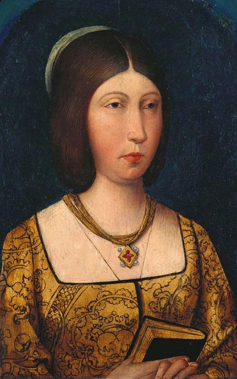 ca. 1489 Isabella I of Spain, Queen of Castille attributed to Antonio Inglés (UK Royal Collection) Queen Isabella Of Spain, Isabella Of Castile, Queen Isabella, Spanish Royalty, Catherine Of Aragon, King Henry Viii, The Royal Collection, Aragon, Dark Ages