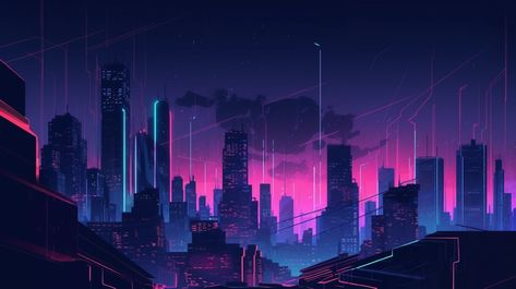 Cyberpunk Horizontal Wallpaper, Roku City, Neon City Aesthetic, Haikyuu Widget, Wallpapers Horizontal, Gaming Cafe, Shiki Ryougi, Pixel City, 2d Abstract