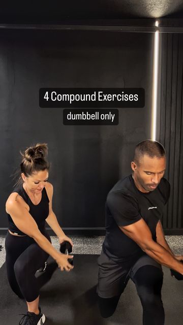 DJ & Sarah, RN BSN on Instagram: "Some compound exercises to try out 💪🏽 Try doing 10-12 repetitions and 3-4 sets of these to hit a full body workout🔥 pick a weight where you’re challenged to finish a set of 10-12 reps . . . . . . . #fullbodyworkout #fullbodyworkouts #lowimpact #dumbbellworkout #dumbellworkouts #homeworkout #homeworkouts #partnerworkouts #partnerworkout" Total Body Compound Workout, Compound Movements Workouts, Movement Workout, Full Body Workout Routine, Compound Exercises, Partner Workout, Dumbbell Workout, Upper Body Workout, Total Body