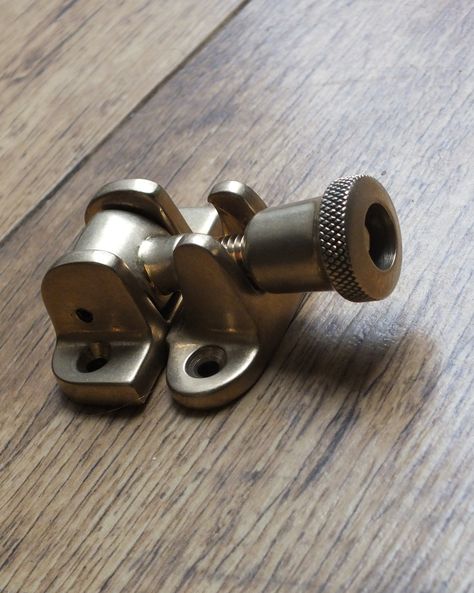 Aged Brass Sash Window Hardware - Aged brass is a “living” finish; designed so that with normal handling, they will develop over time and parts of the finish will reveal the metal below, creating a stunning aged effect. British made and individually finished by hand, our aged brass sash window furniture is also available in over twenty other finishes, including antique brass, chrome, nickel & bronze, meaning that this style of fastener can actually suit sash windows of any style or period. Victorian Doors, Sash Window, Metal Fabrication Tools, Garage Tool Storage, Window Furniture, Steel Windows, Tools And Toys, Victorian Decor, Brass Antique