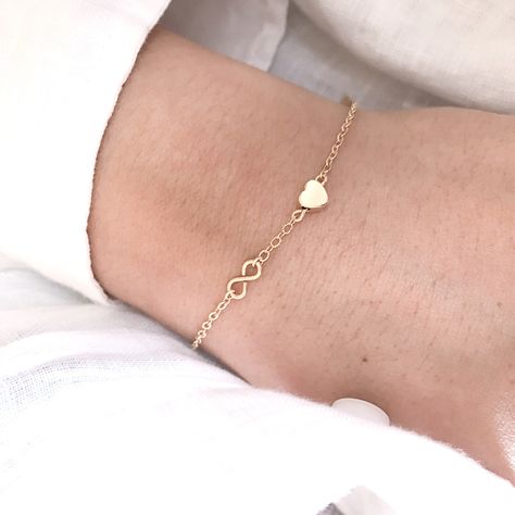 Excited to share this item from my #etsy shop: LOVE YOU FOREVER Bracelet - Heart and Infinity Bracelet, 14K Gold Filled, Forever Bracelet, Infinity Bracelet, Bridesmaid, Girlfriend Gift Heart And Infinity, Minimalistic Jewelry, Forever Bracelet, Layering Jewelry, Dainty Gold Jewelry, Bracelet Heart, Toggle Necklace, Layered Necklace Set, Labradorite Bracelet