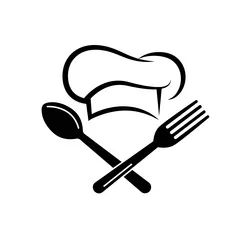 Creative chef hat spoon fork logo symbol design Vector Image Spoon And Fork Logo Design, Logo Sendok Garpu, Fork And Knife Logo, Fork Logo Design, Spoon And Fork Logo, Chef Hat Logo, Chef Logo Design, Spoon Logo, Fork Logo